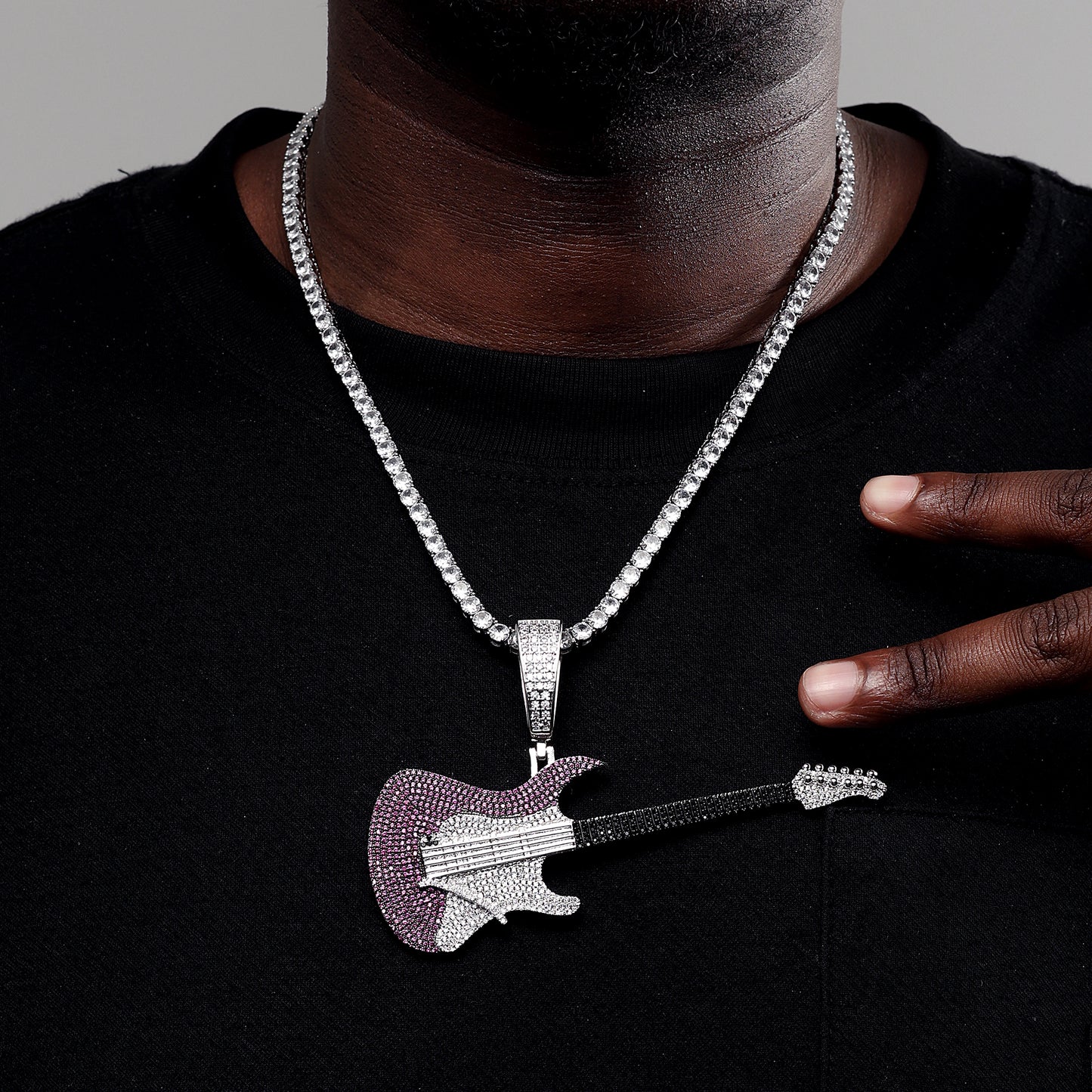 Iced Out Guitar Gemstone Pendant