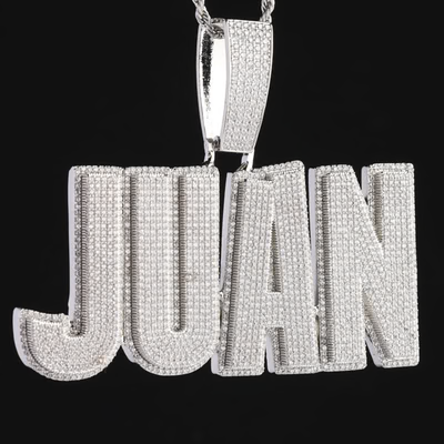 Custom Letter Name Pendant White Gold