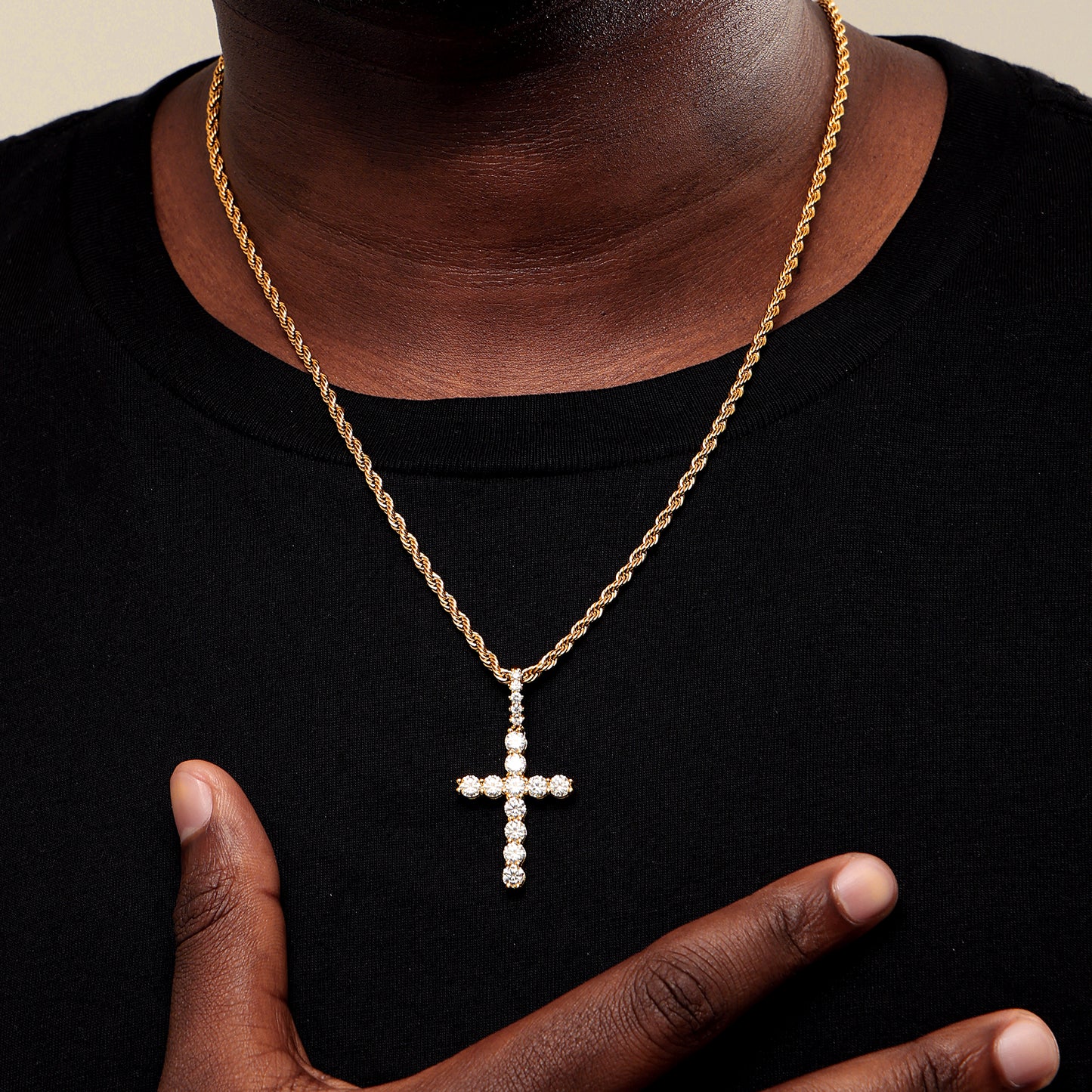 925 Silver Moissanite Cross Necklace Pendant 18K Gold