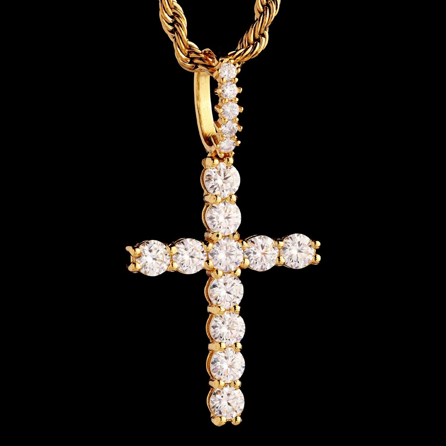 925 Silver Moissanite Cross Necklace Pendant 18K Gold