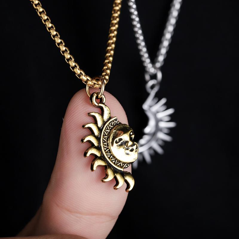 太阳和月亮不对称情侣项链