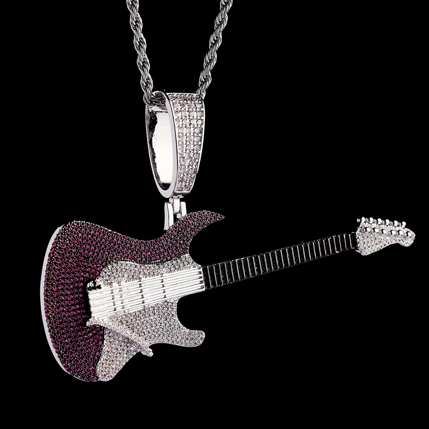 Iced Out Guitar Gemstone Pendant