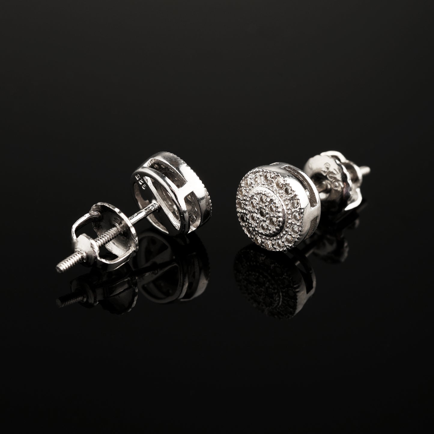 7.5MM 925 Silver Moissanite Cluster Halo Stud Earrings