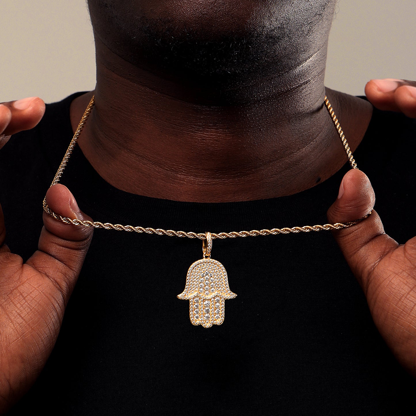 925 Silver Moissanite Hamsa Hand Necklace