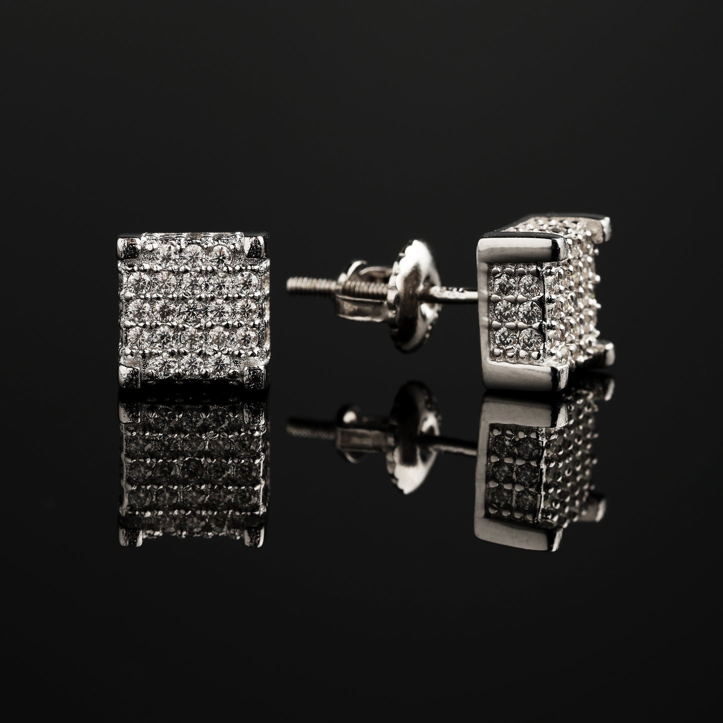 7MM 925Silver Moissanite Square Stud Earrings White Gold