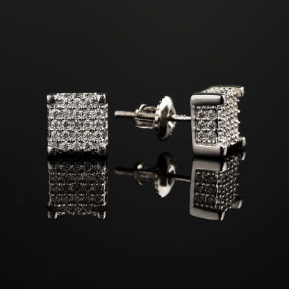 7MM 925Silver Moissanite Square Stud Earrings White Gold