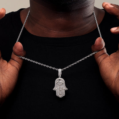 925 Silver Moissanite Hamsa Hand Necklace