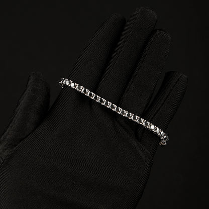 4MM 925 Silver Moissanite Black Stones Tennis Bracelet in Black Gold