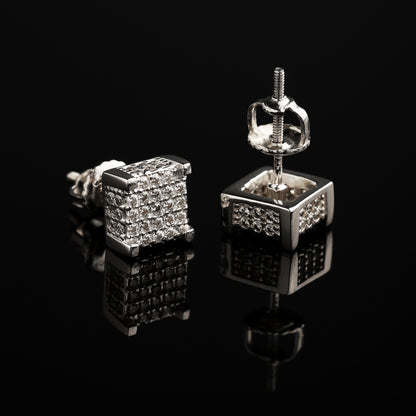 7MM 925Silver Moissanite Square Stud Earrings White Gold