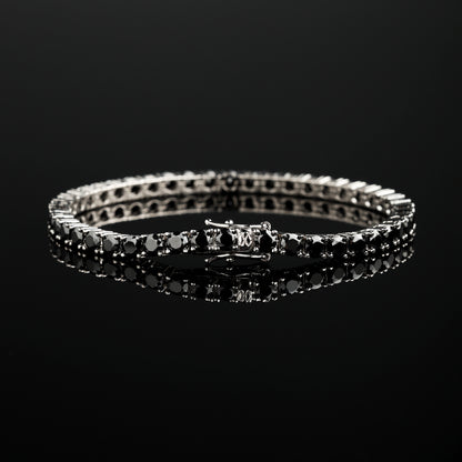 4MM 925 Silver Moissanite Black Stones Tennis Bracelet in Black Gold