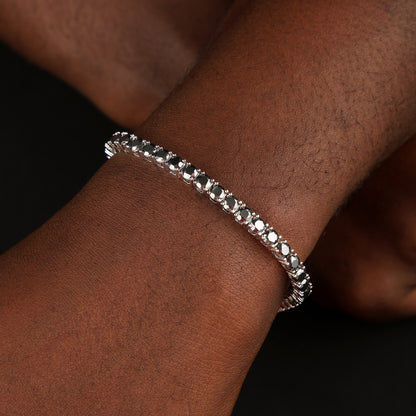 4MM 925 Silver Moissanite Black Stones Tennis Bracelet in Black Gold