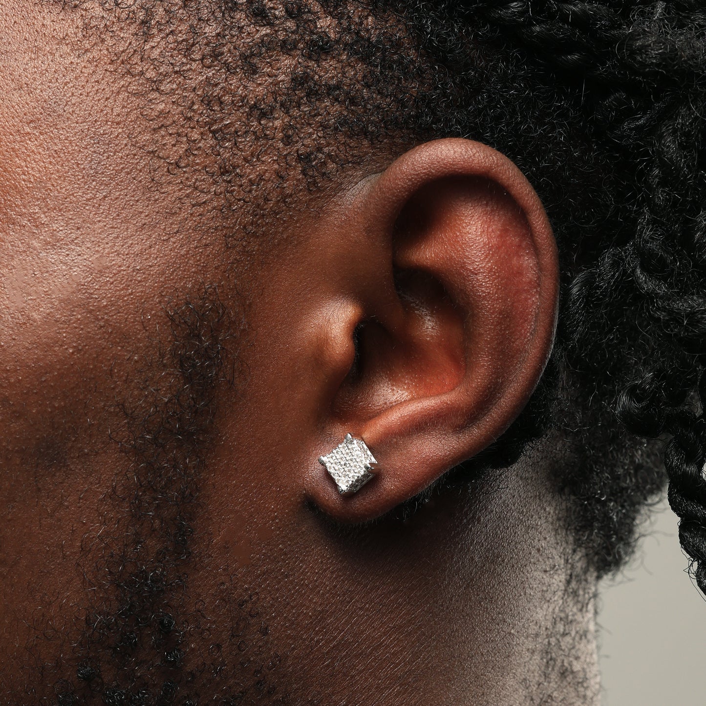 7MM 925Silver Moissanite Square Stud Earrings White Gold