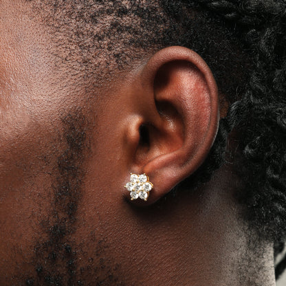 12MM 925 Silver Moissanite Flower Cluster Stud Earrings 18K Gold