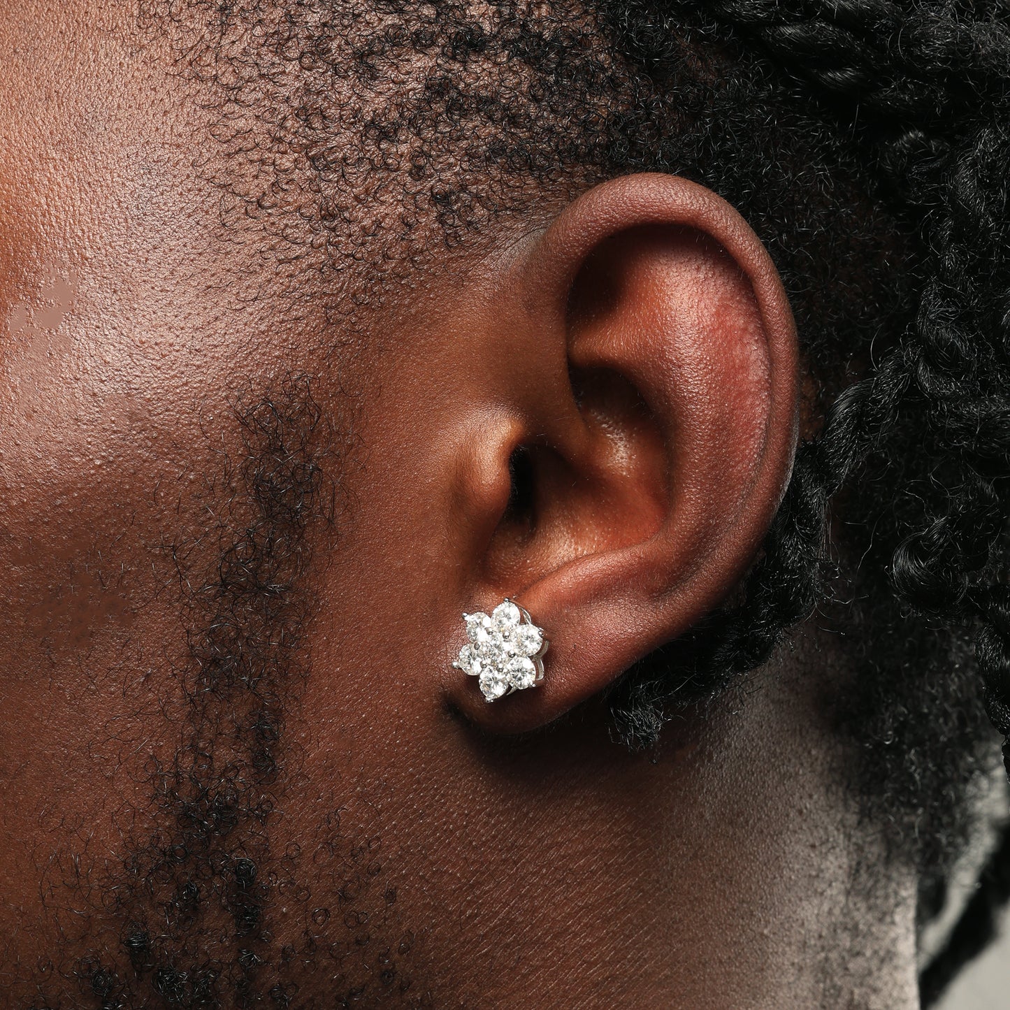 12MM 925 Silver Moissanite Flower Cluster Stud Earrings White Gold