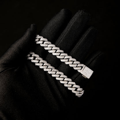 10MM Prong Cuban Link Chain White Gold