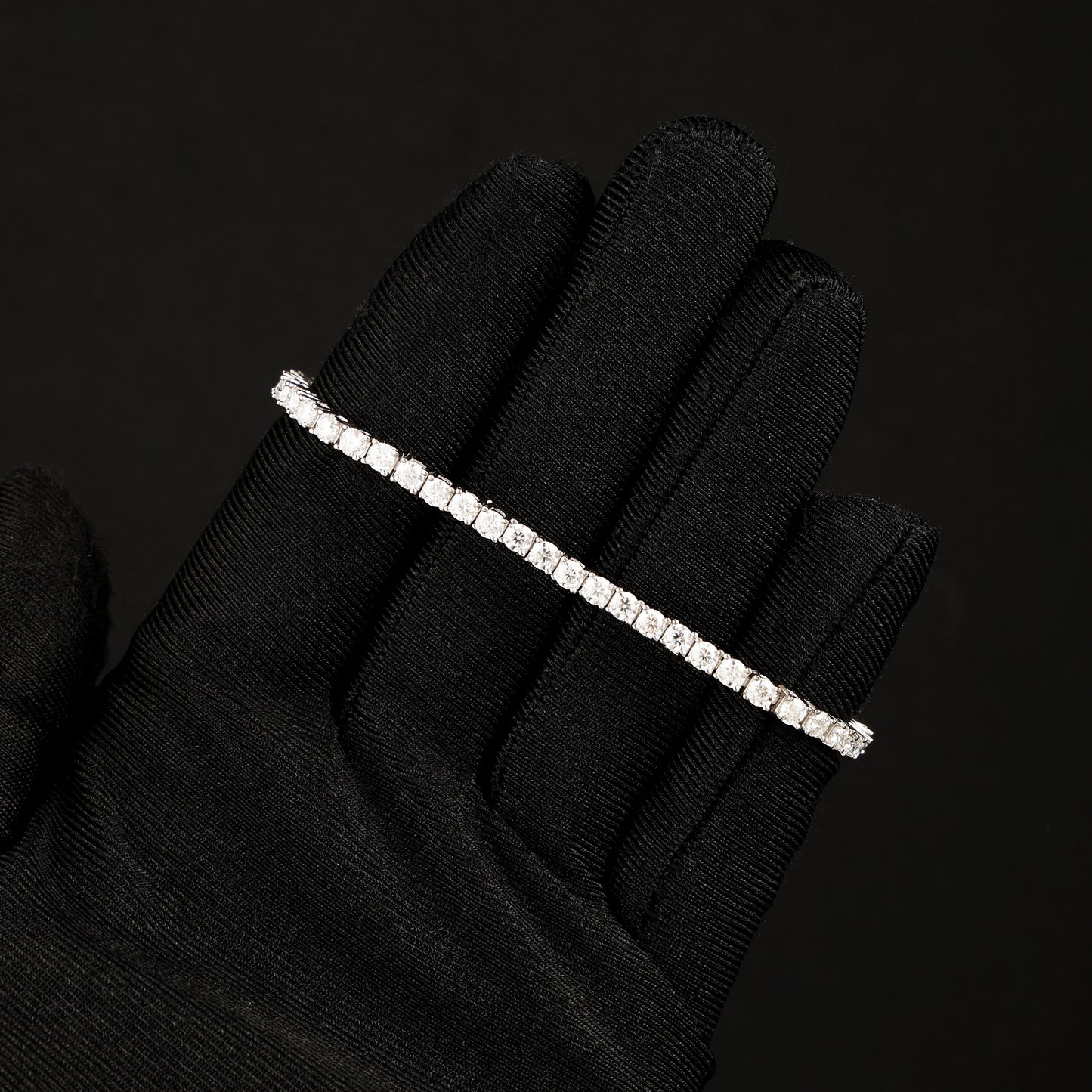 3MM S925 银莫桑石网球手链 白金