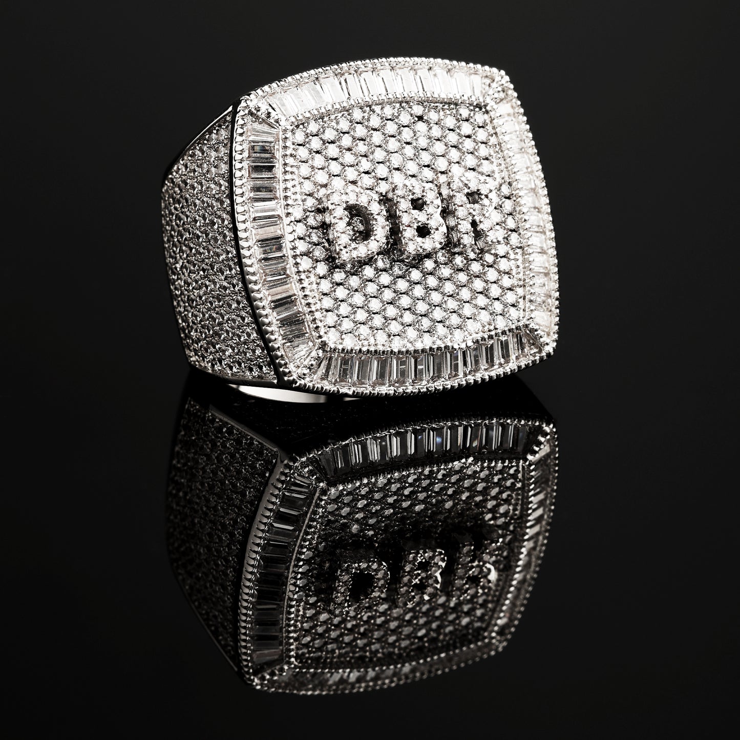 CZ Iced Out Custom Letter 3D Iced Ring