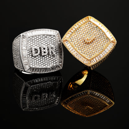 CZ Iced Out Custom Letter 3D Iced Ring