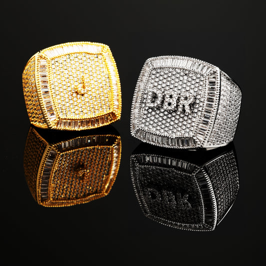CZ Iced Out Custom Letter 3D Iced Ring