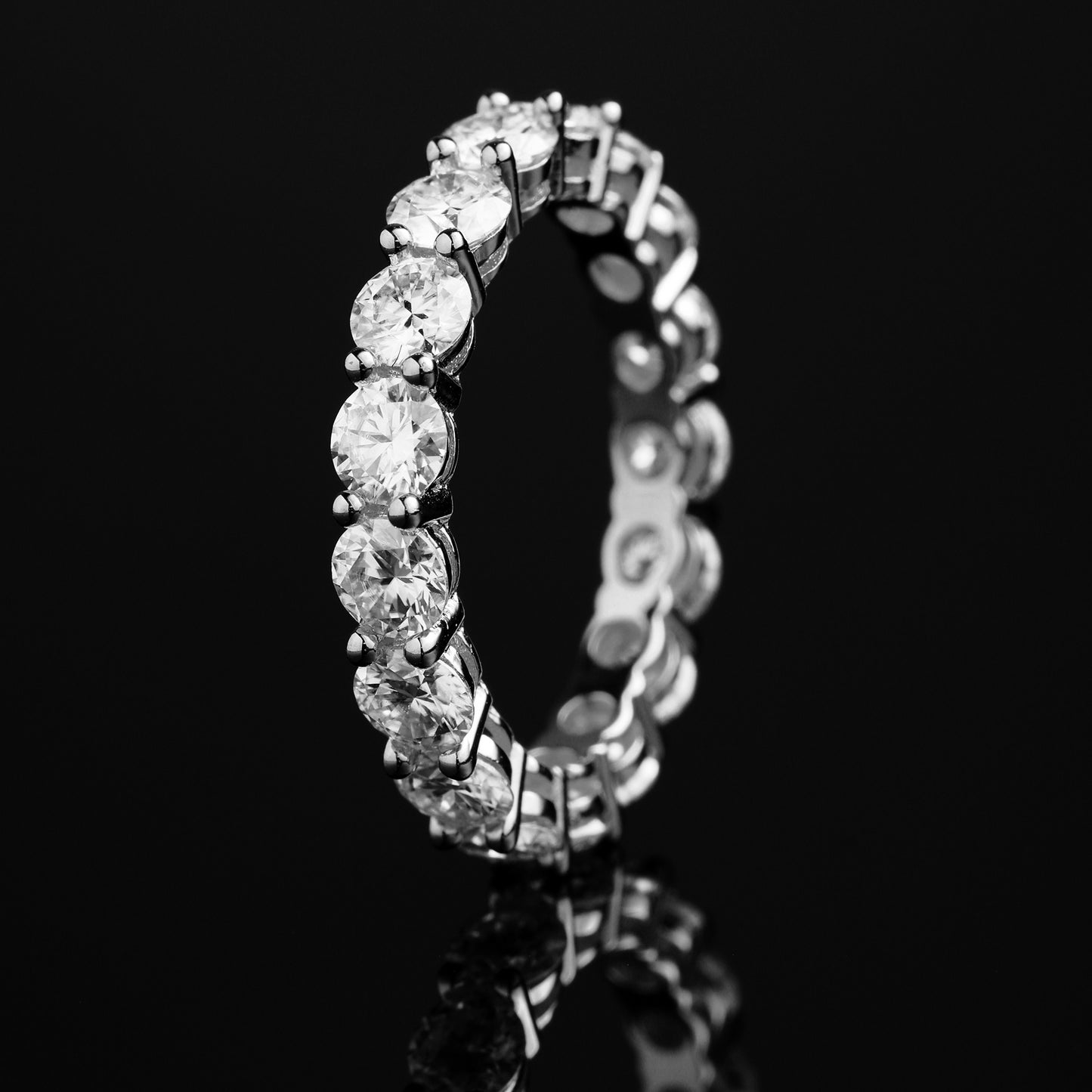 6.00 Carat 925 Silver Moissanite Singel-Row Eternity Ring White Gold