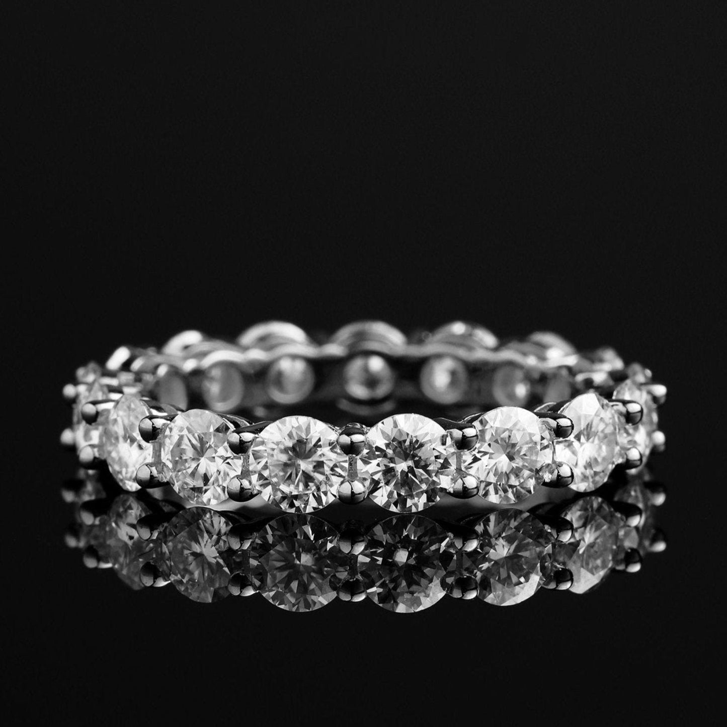 6.00 Carat 925 Silver Moissanite Singel-Row Eternity Ring White Gold
