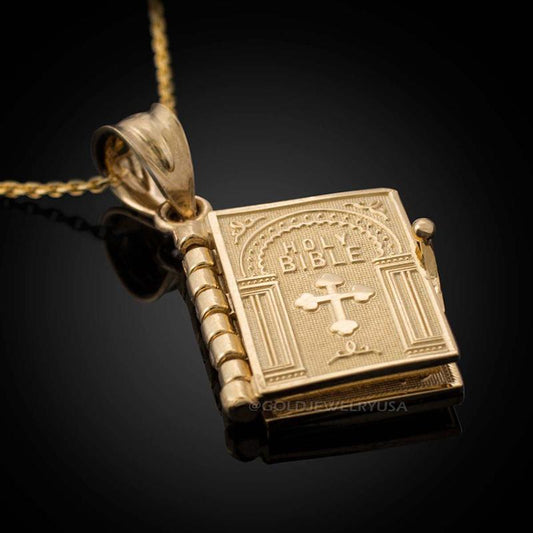 Openable Bible Book Bible Religious Cross Necklace Pendant
