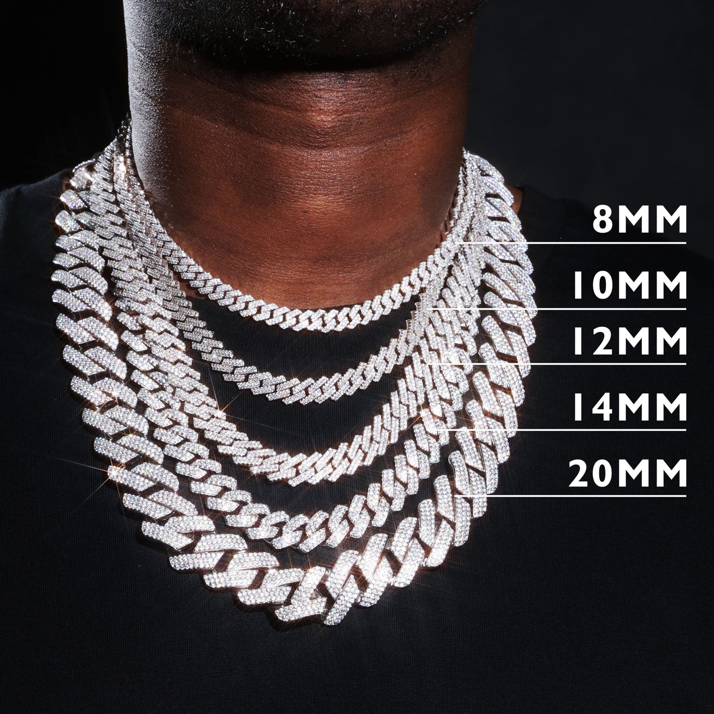 Moissanite Cuban Link Chain 925 Sterling Silver ALL SIZES