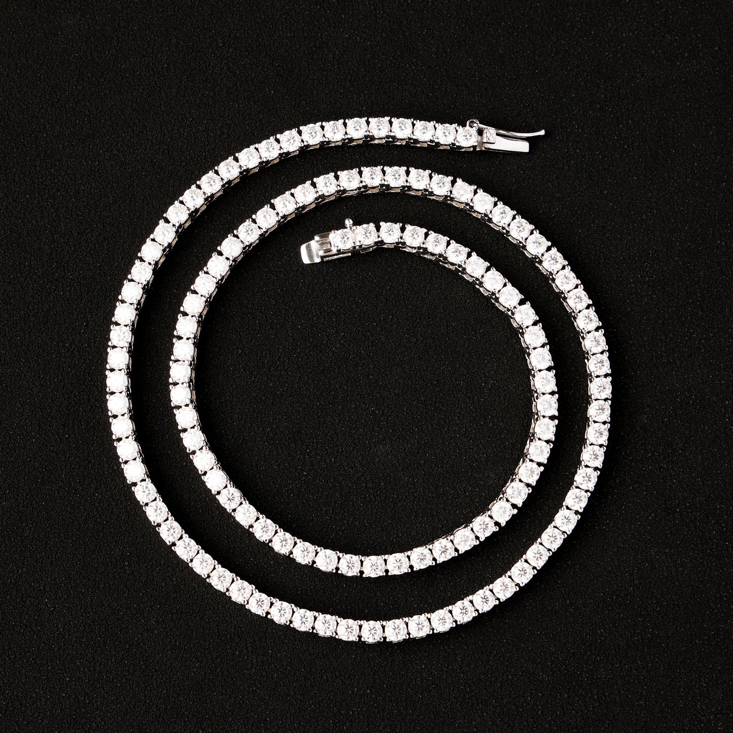 3mm 925 Sterling Silver  Moissanite Tennis Chain White Gold