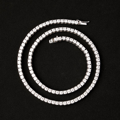 3mm 925 Sterling Silver  Moissanite Tennis Chain White Gold