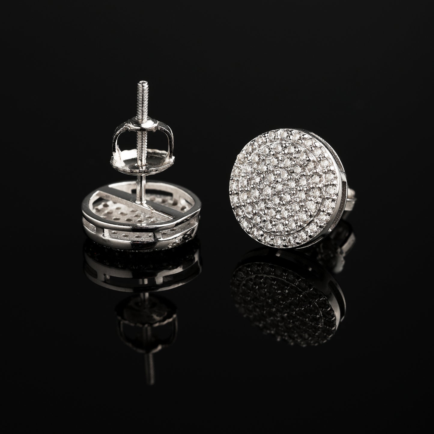 10MM 925 Silver Moissanite Cluster Halo Stud Earrings White Gold