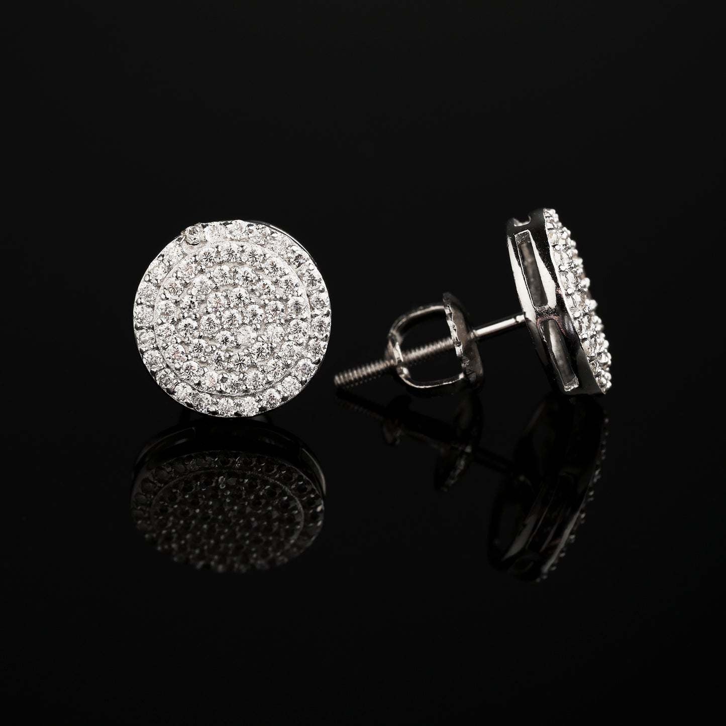 10MM 925 Silver Moissanite Cluster Halo Stud Earrings White Gold