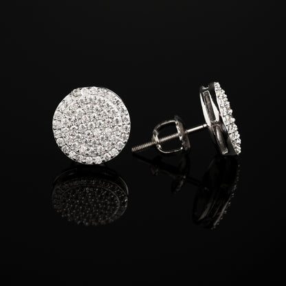 10MM 925 Silver Moissanite Cluster Halo Stud Earrings White Gold