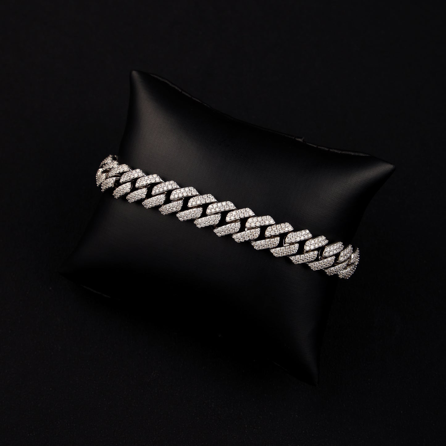 10MM 925 Silver Moissanite Prong Cuban Link Bracelet White Gold