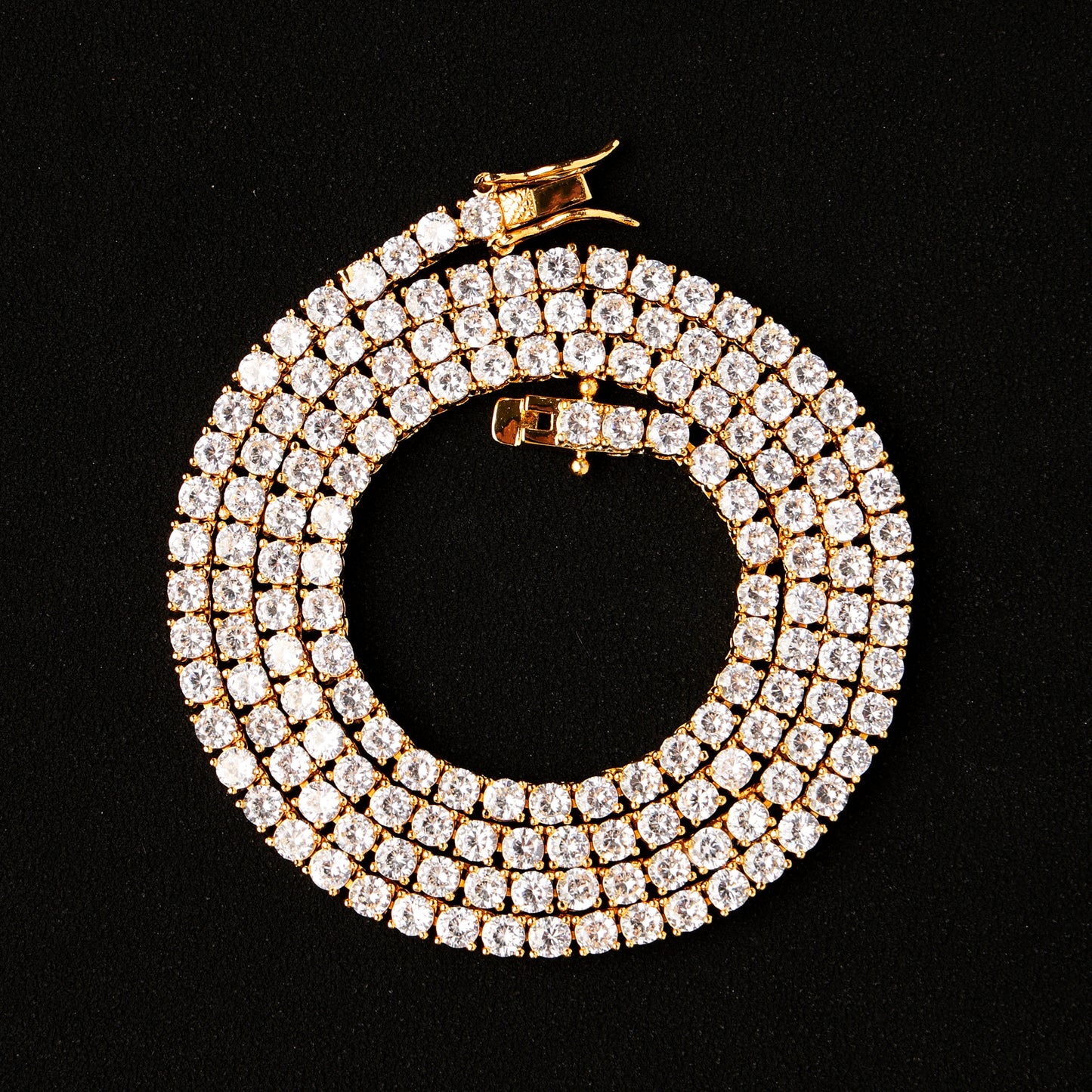 3MM 925 Silver Moissanite Tennis Chain 18K Gold