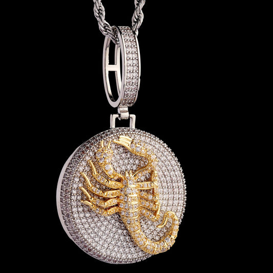 Iced Scorpion Pendant in White Gold