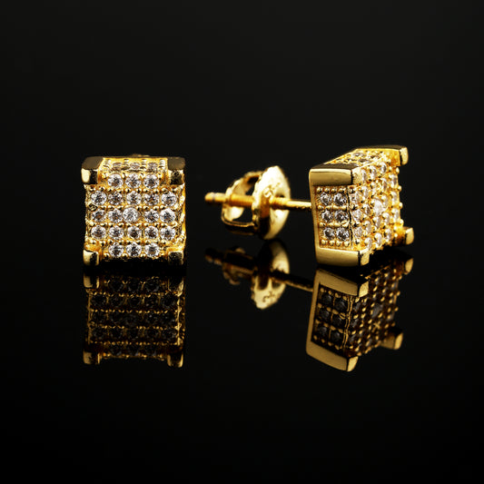 7MM 925 银莫桑石方形耳钉 18K 金