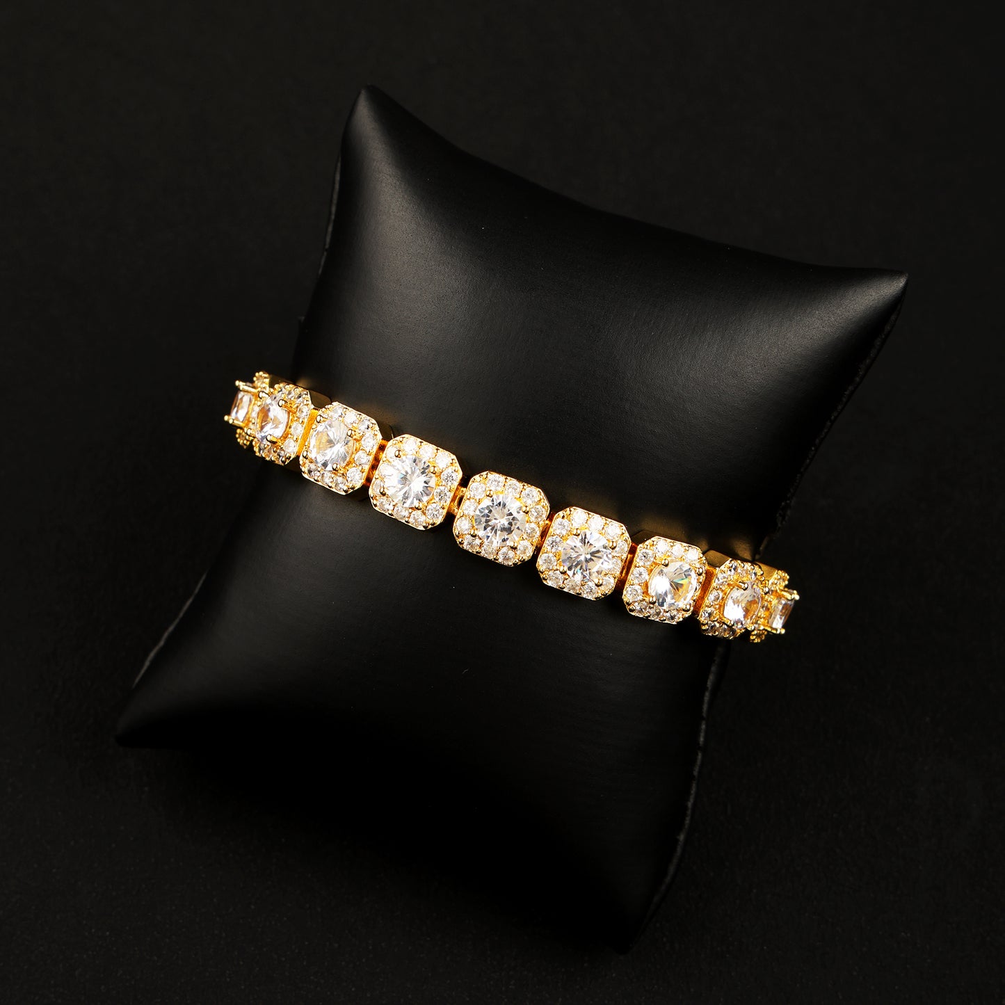 10MM Cluster Tennis Bracelet 18K Gold