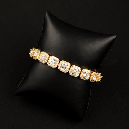 10MM Cluster Tennis Bracelet 18K Gold