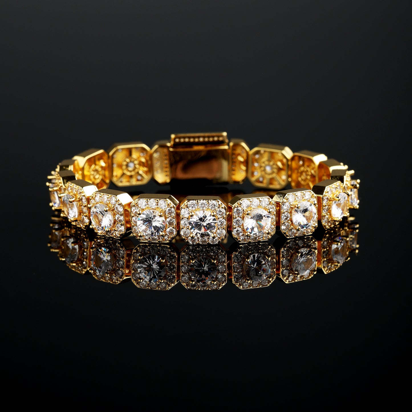 10MM Cluster Tennis Bracelet 18K Gold