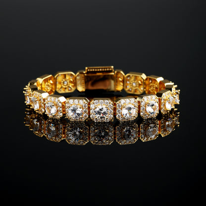 10MM Cluster Tennis Bracelet 18K Gold