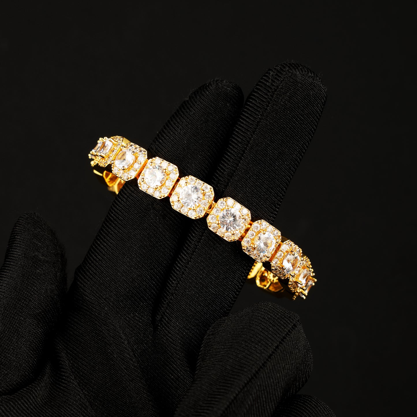 10MM Cluster Tennis Bracelet 18K Gold