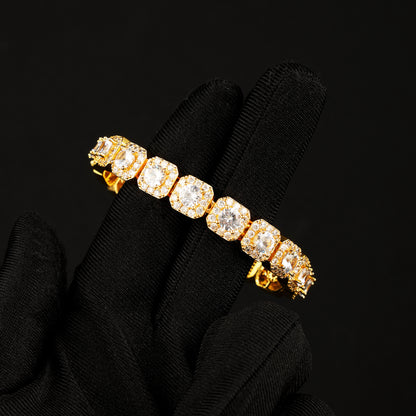 10MM Cluster Tennis Bracelet 18K Gold