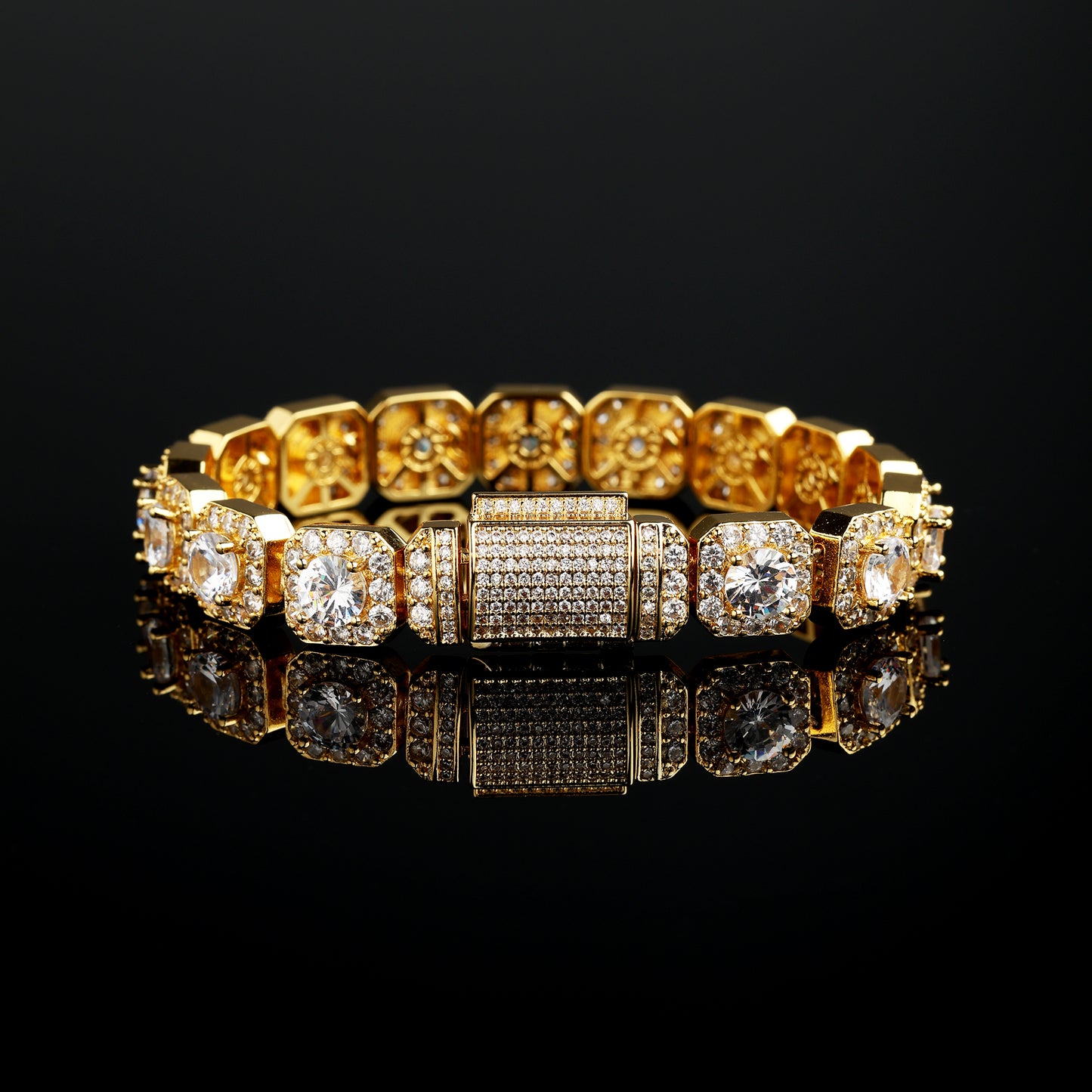 10MM Cluster Tennis Bracelet 18K Gold