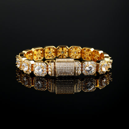 10MM Cluster Tennis Bracelet 18K Gold