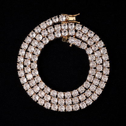 5mm 925 Silver Moissanite Tennis Chain White Gold