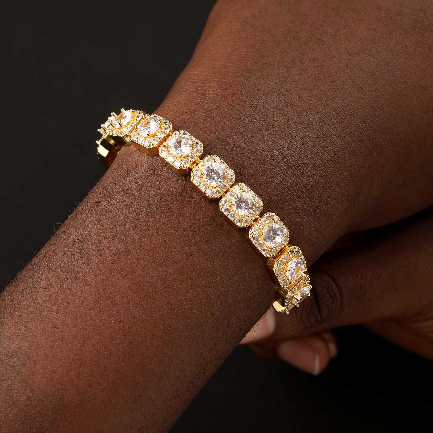 10MM Cluster Tennis Bracelet 18K Gold