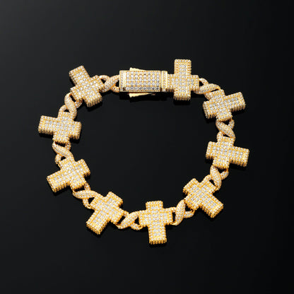 18MM 十字链手链 18K 金