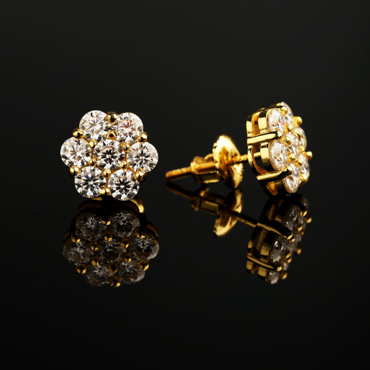 9MM 925 Silver Moissanite Flower Cluster Stud Earrings 18K Gold