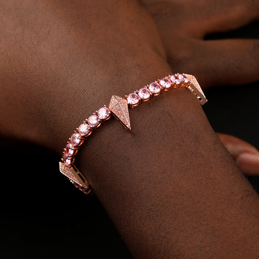 5mm Pink Fight Tooth and Claw Tennis Bracelet in Rose Gold