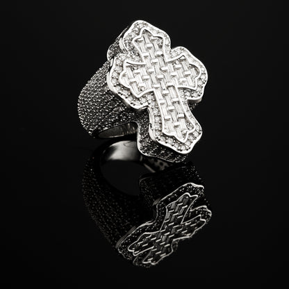 CZ Stone Iced Cross-Shaped Baguette Ring